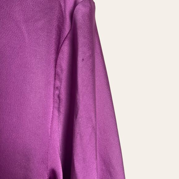 Simkhai Purple Paradisa Satin Long Sleeve Collared Wrap Top Size 4 - Picture 12 of 15
